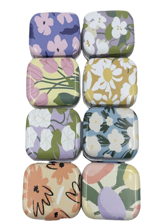 CCUUHJ 8Pcs Mini Flower Tin Trinket Jewelry Organizer Storage Box Decorative Boxes Small Metal Tins with Hinged Lids Portable Box Containers,Easter Basket Stuffers (Flower 03) - Image 1